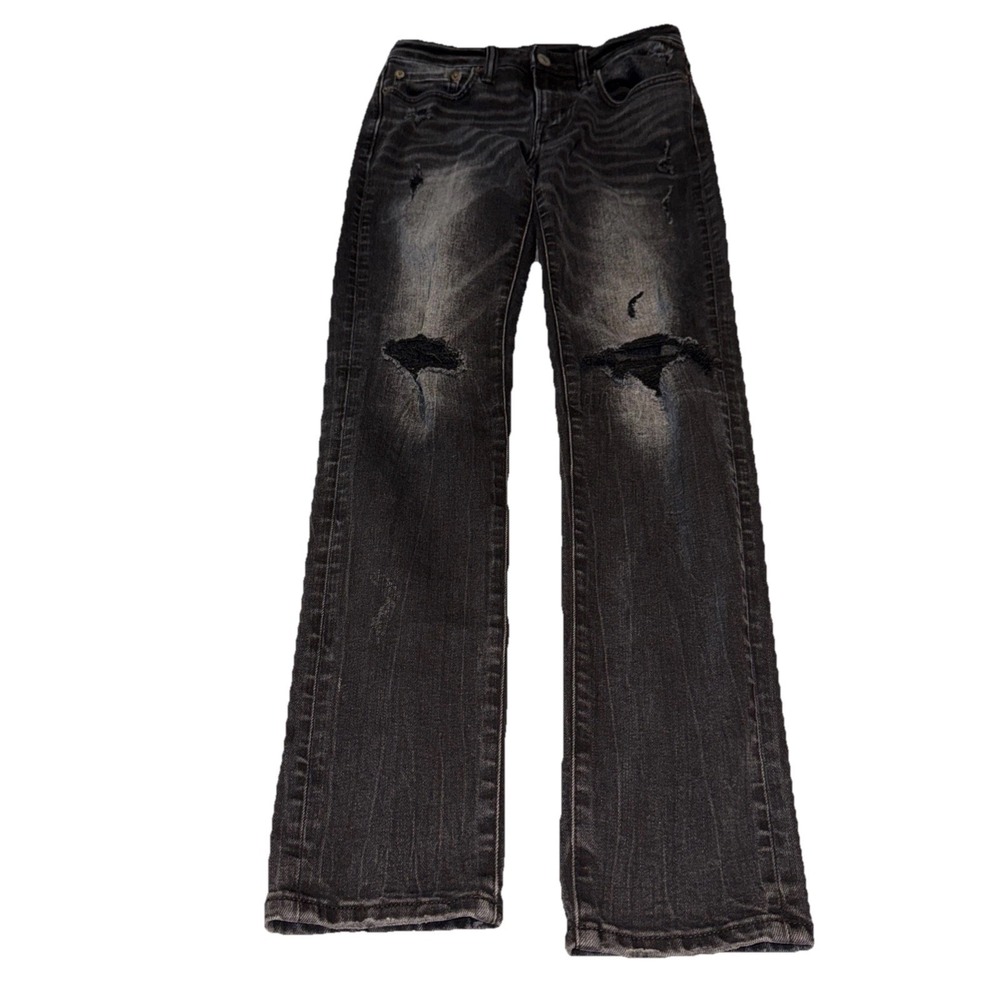 American Eagle Slim Skinny Jeans Mens Sz Sz 28 X 32 Black Denim Zip Skater